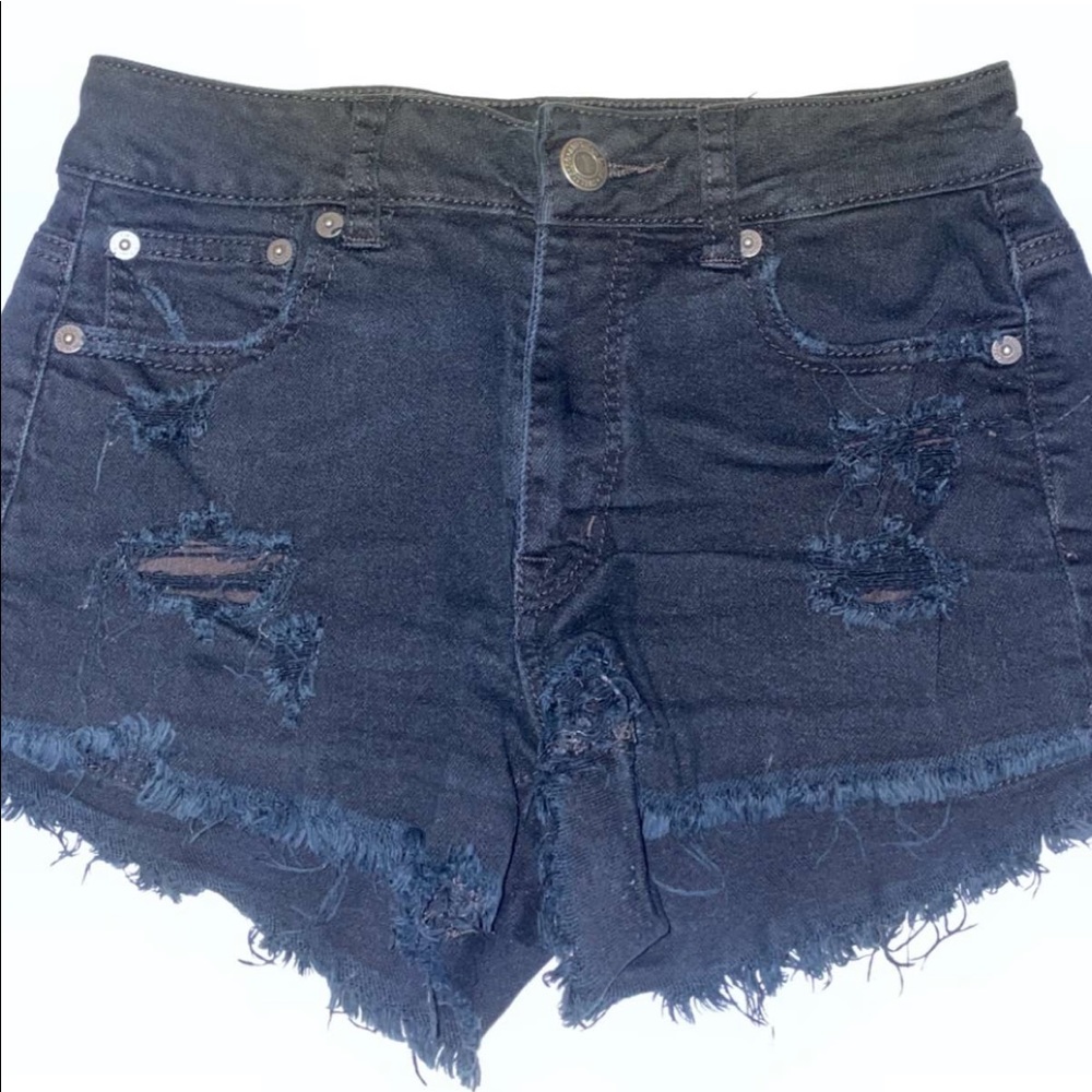 Black American eagle jean shorts.